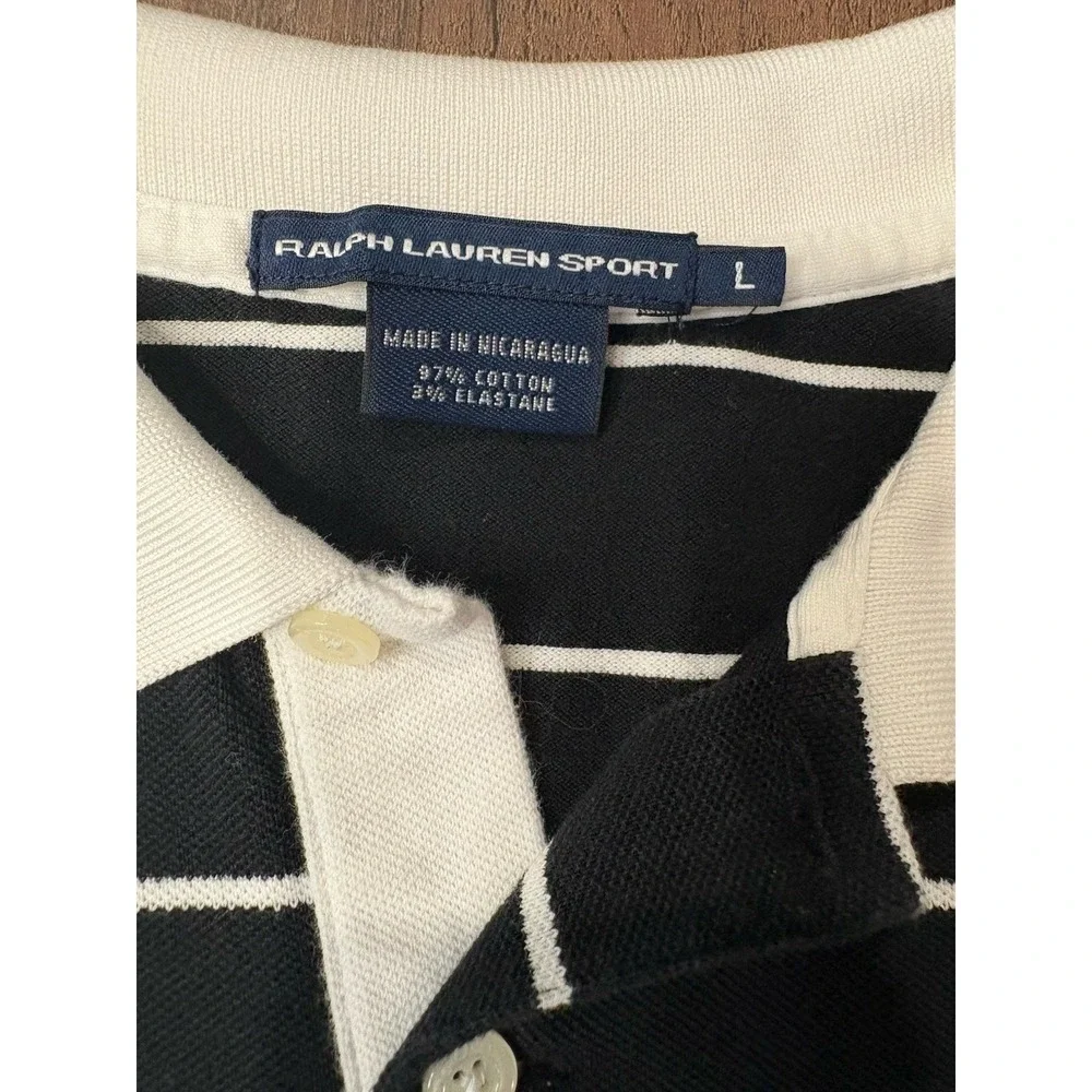 Ralph Lauren Sport Black Polo Shirt Women's Large Slim Fit Y2K Tennis Preppy